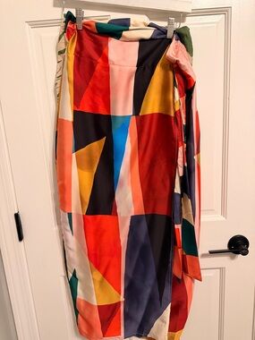 Vici Bold Multicolor Abstract Wrap Maxi Skirt